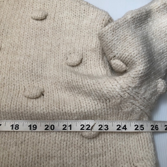 Zara Knit M Cream Chunky Bobble Sweater Pullover Boxy Oversized EUC - Picture 9 of 10